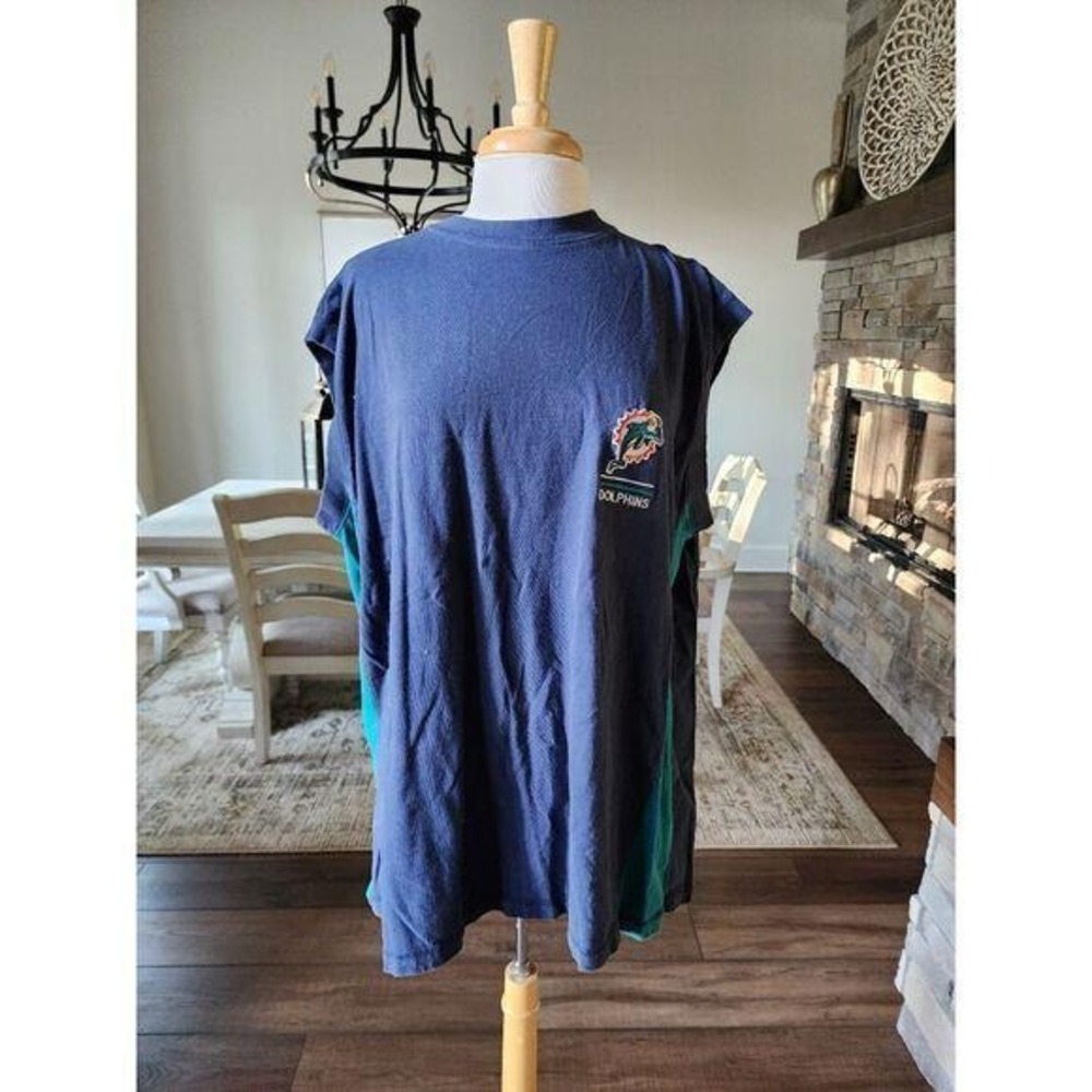 Vintage 90s Miami Dolphins‎ Tank Top Tshirt Dress Size XL